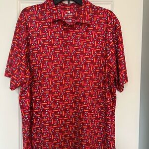 Antigua Red Graphic Button Down Shirt